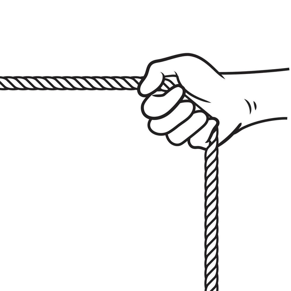 Male hand pulling the rope. Vector illustration EPS 10. editable stroke.  25869279 Vector Art at Vecteezy