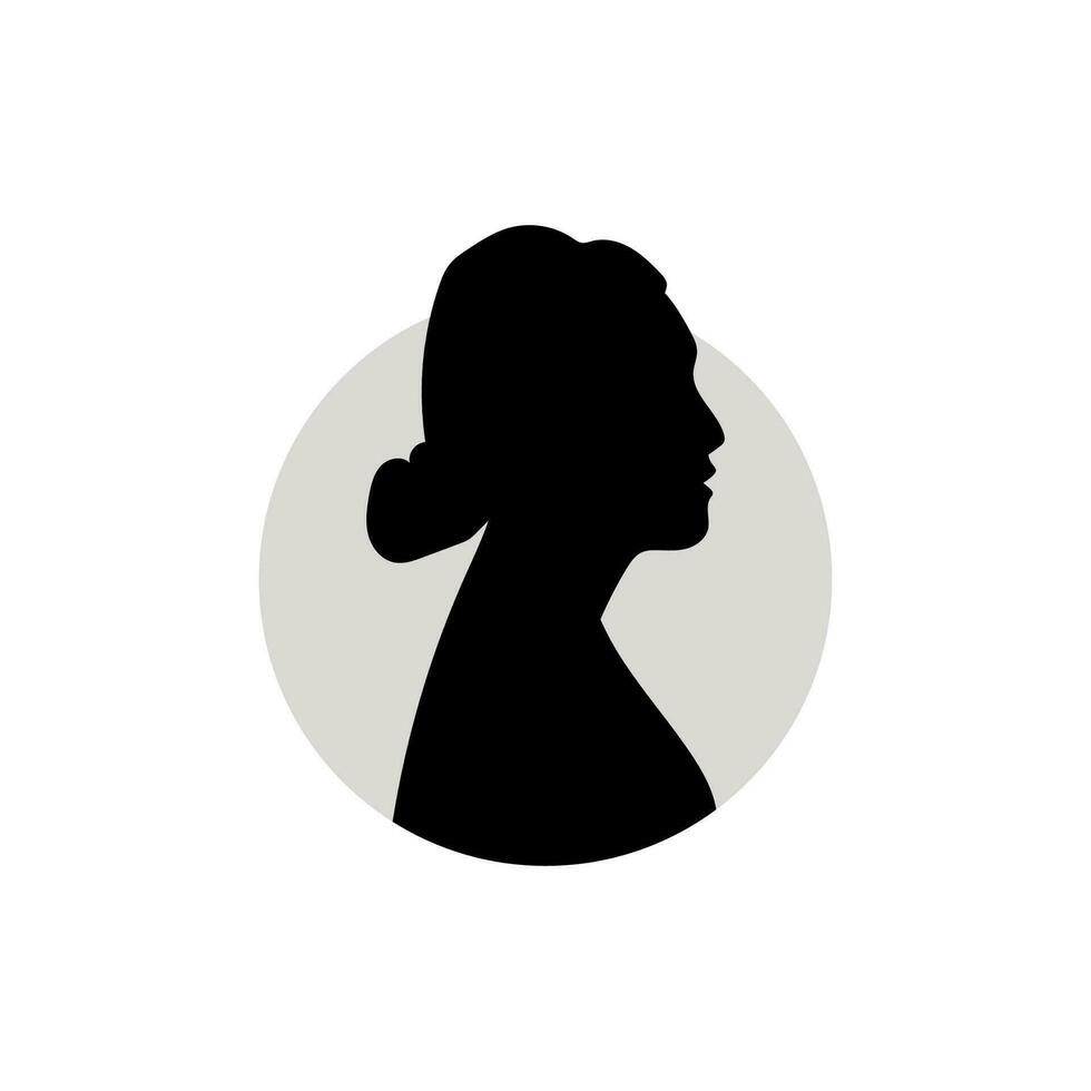 Silhouette of a female head. Vector illustration on white background.