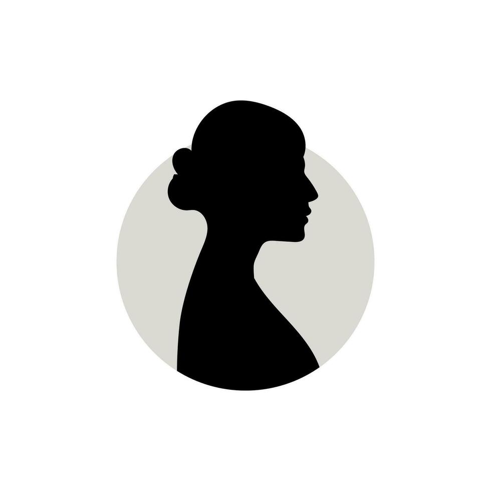 Silhouette of a female head. Vector illustration on white background.