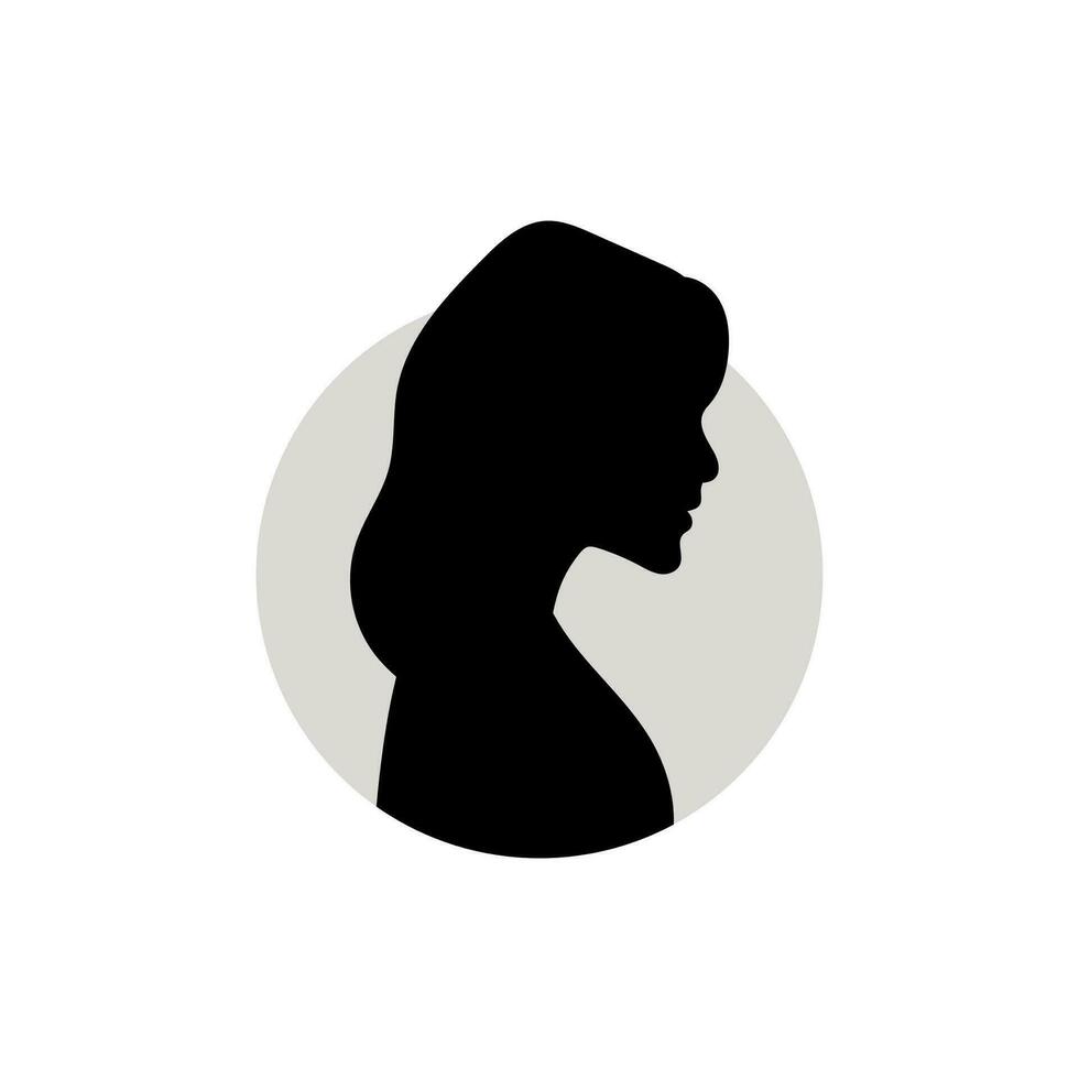 Silhouette of a female head. Vector illustration on white background.