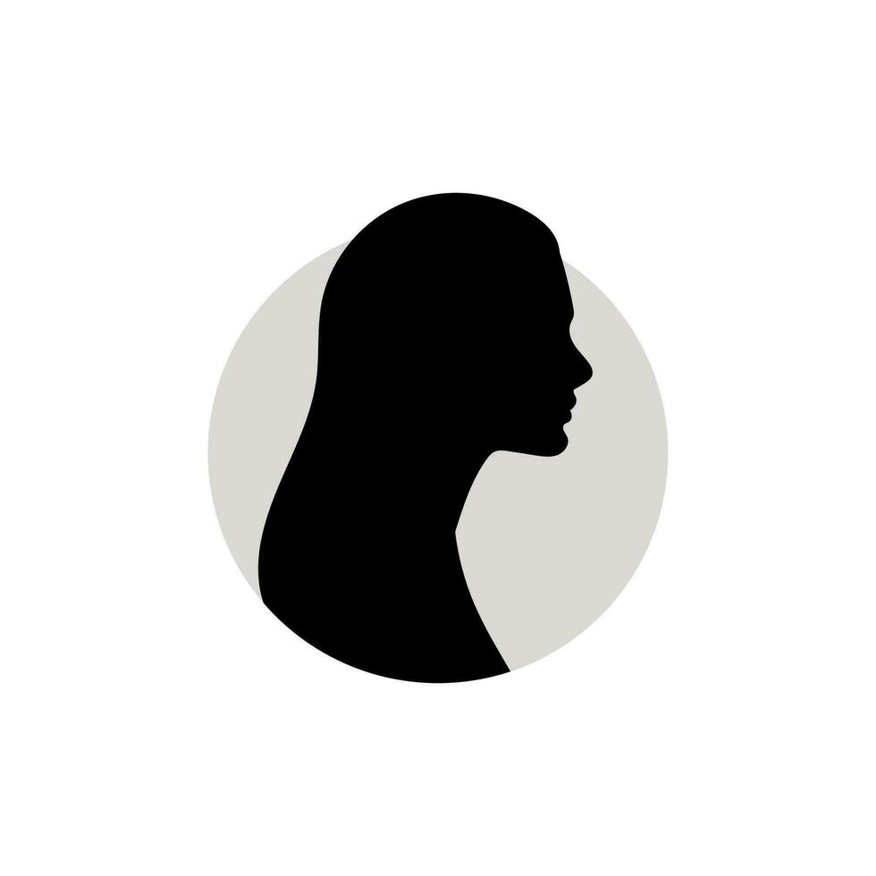 Silhouette of a female head. Vector illustration on white background.