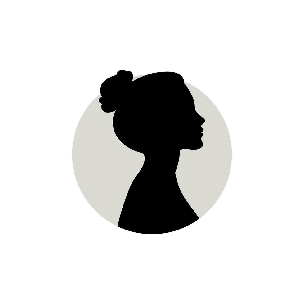 Silhouette of a female head. Vector illustration on white background.