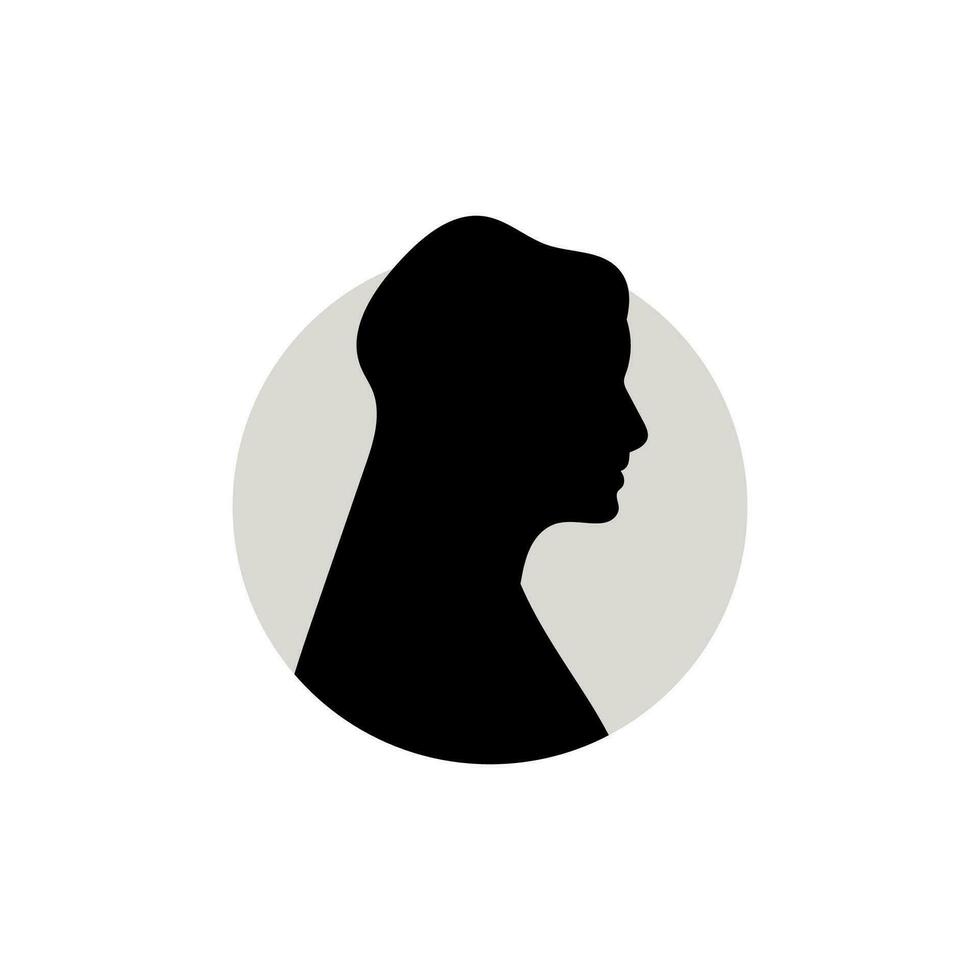 Silhouette of a female head. Vector illustration on white background.