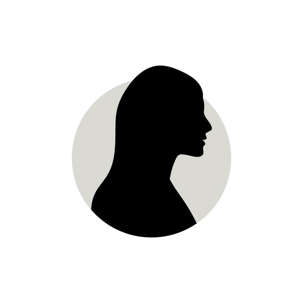 Silhouette of a female head. Vector illustration on white background.