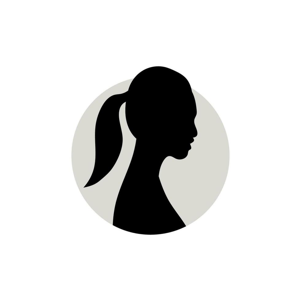 Silhouette of a female head. Vector illustration on white background.