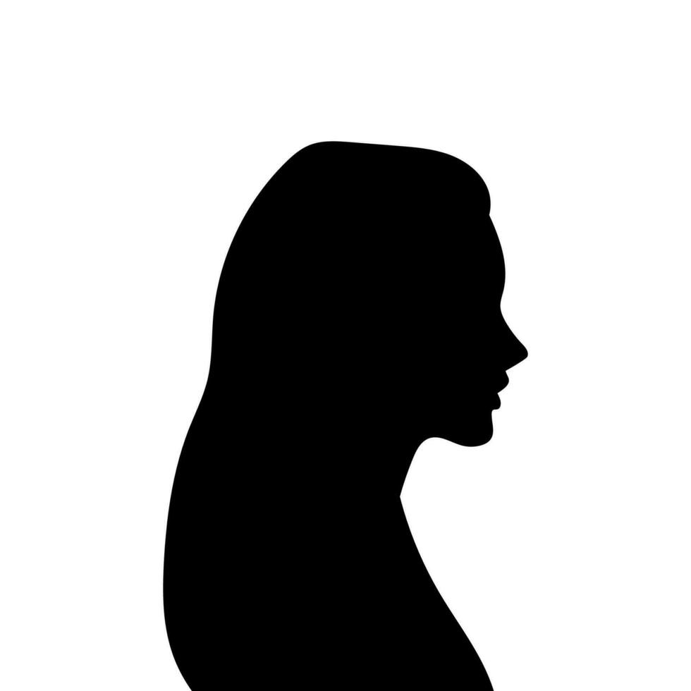 Woman avatar profile. Vector silhouette of a woman's head or icon isolated on a white background. Symbol of female beauty.