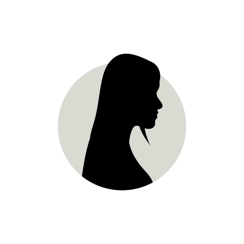 Silhouette of a female head. Vector illustration on white background.