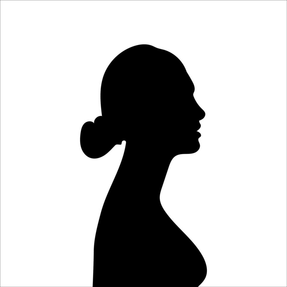 Woman avatar profile. Vector silhouette of a woman's head or icon isolated on a white background. Symbol of female beauty.