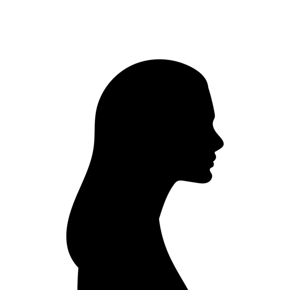 Woman avatar profile. Vector silhouette of a woman's head or icon isolated on a white background. Symbol of female beauty.