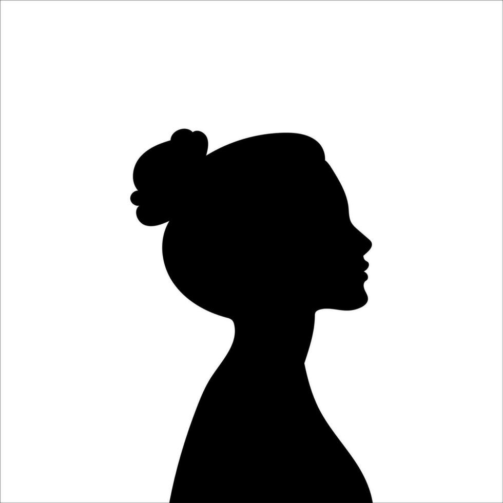 mujer avatar perfil. vector silueta de un mujer cabeza o icono aislado en un blanco antecedentes. símbolo de hembra belleza.