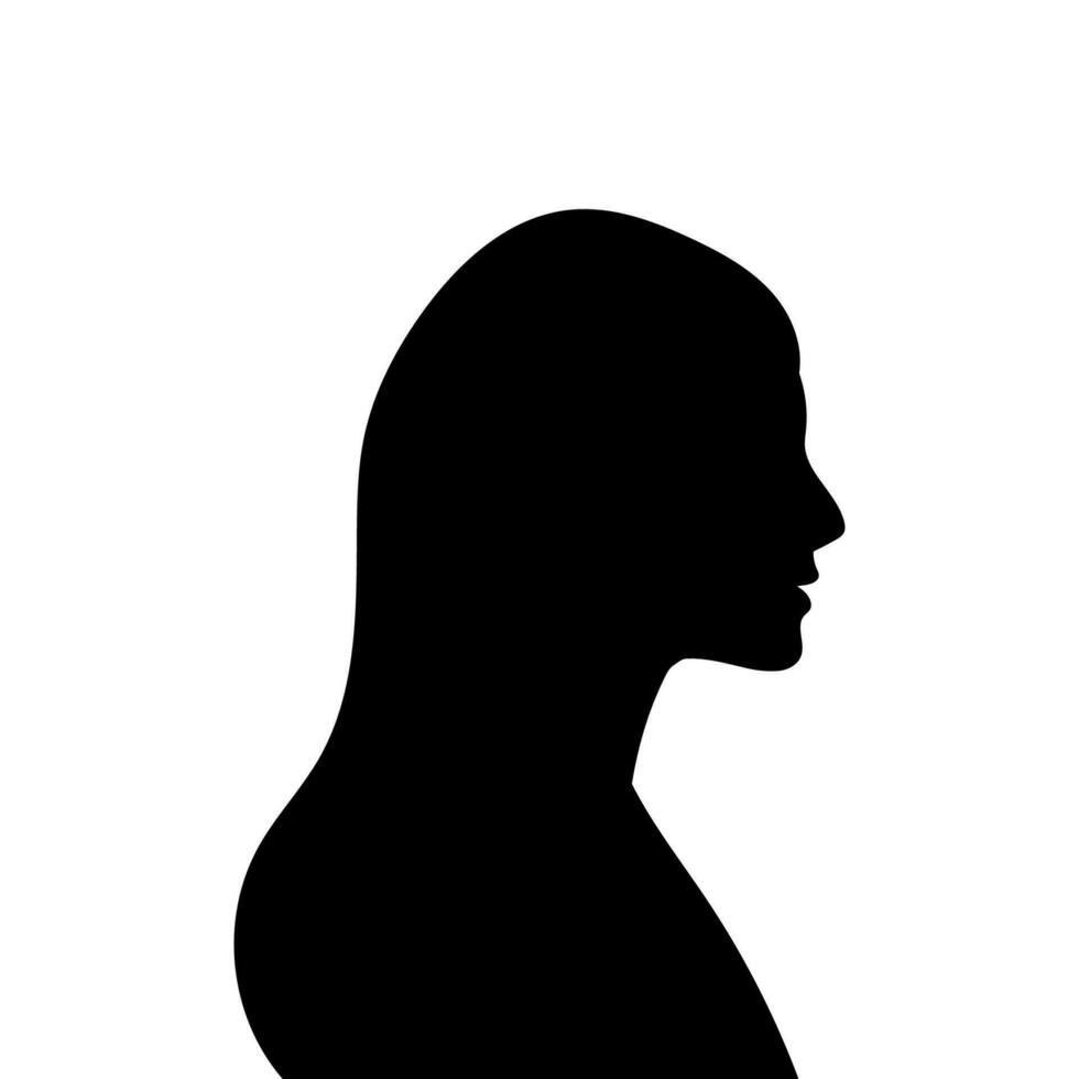 mujer avatar perfil. vector silueta de un mujer cabeza o icono aislado en un blanco antecedentes. símbolo de hembra belleza.