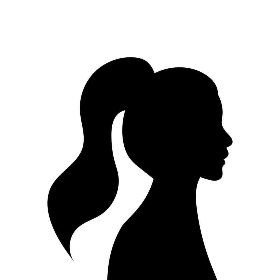 mujer avatar perfil. vector silueta de un mujer cabeza o icono aislado en un blanco antecedentes. símbolo de hembra belleza.