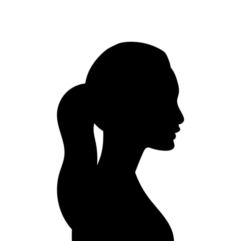 Woman avatar profile. Vector silhouette of a woman's head or icon isolated on a white background. Symbol of female beauty.