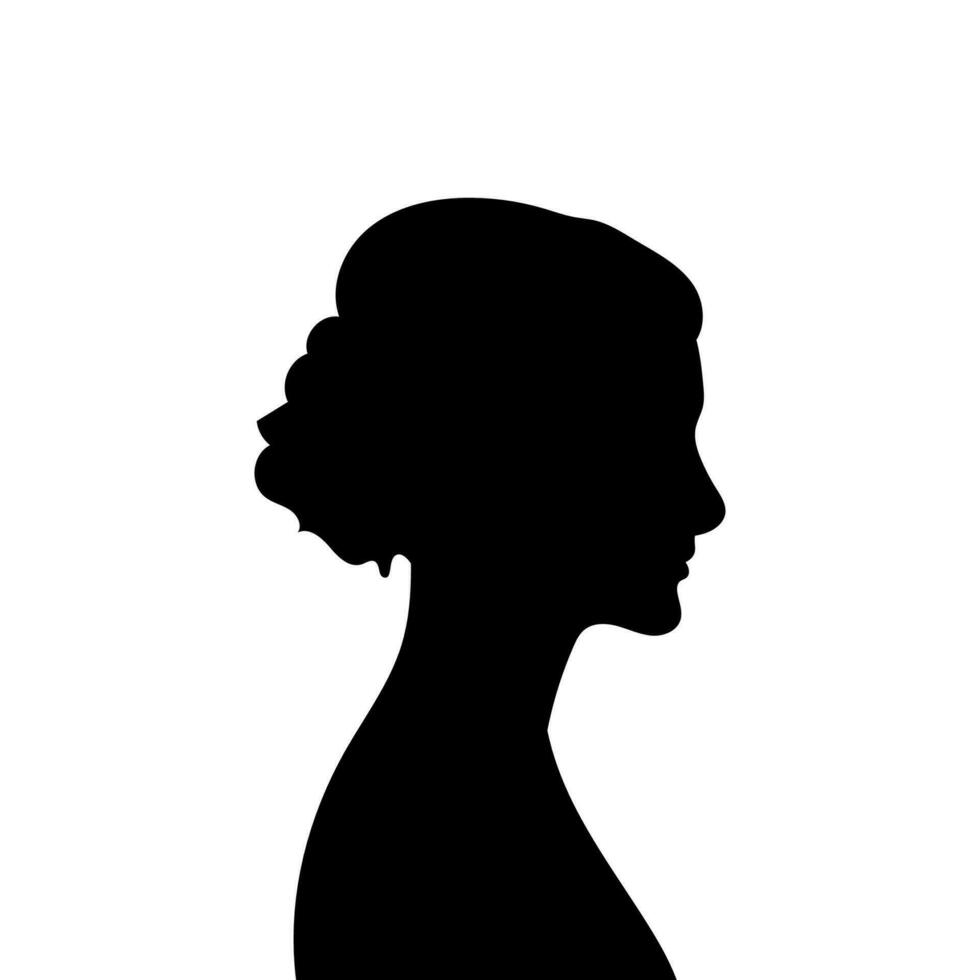 Woman avatar profile. Vector silhouette of a woman's head or icon isolated on a white background. Symbol of female beauty.