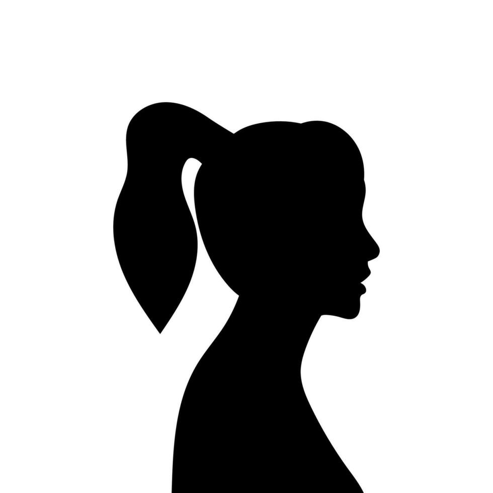 mujer avatar perfil. vector silueta de un mujer cabeza o icono aislado en un blanco antecedentes. símbolo de hembra belleza.