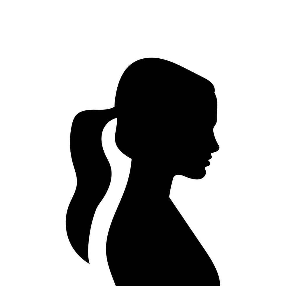 Woman avatar profile. Vector silhouette of a woman's head or icon isolated on a white background. Symbol of female beauty.