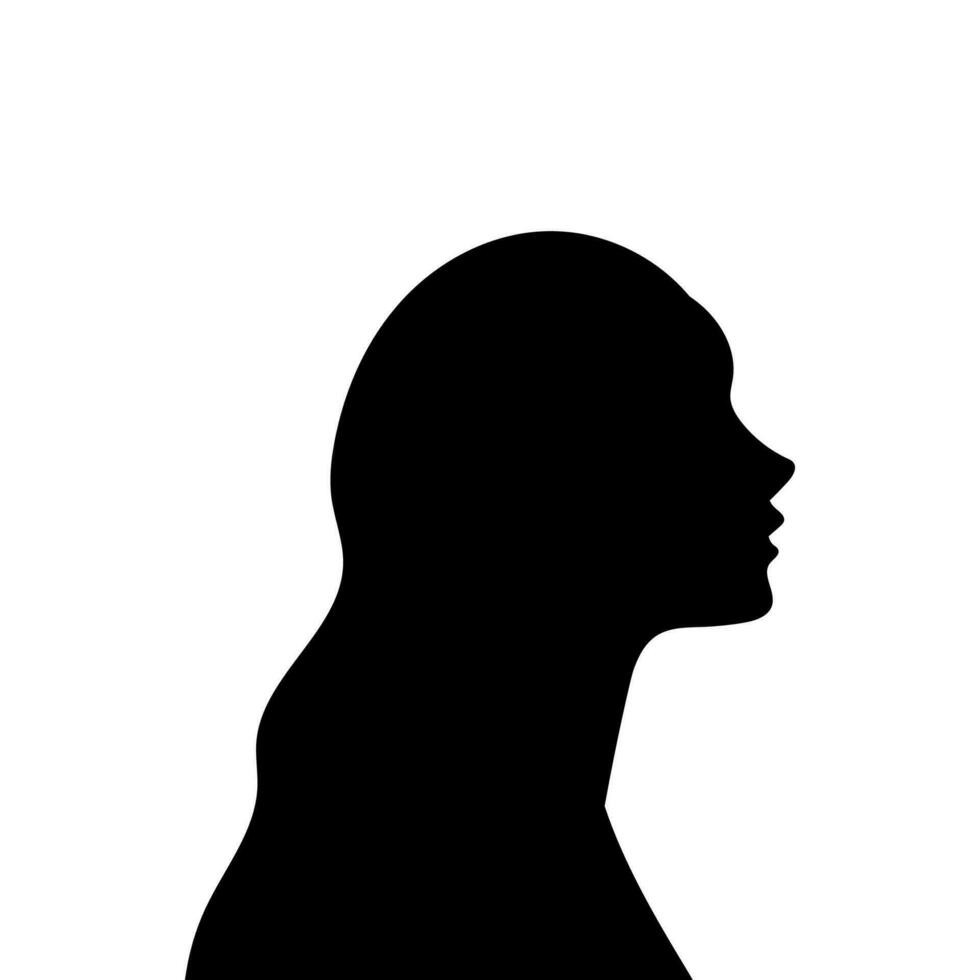 Woman avatar profile. Vector silhouette of a woman's head or icon isolated on a white background. Symbol of female beauty.