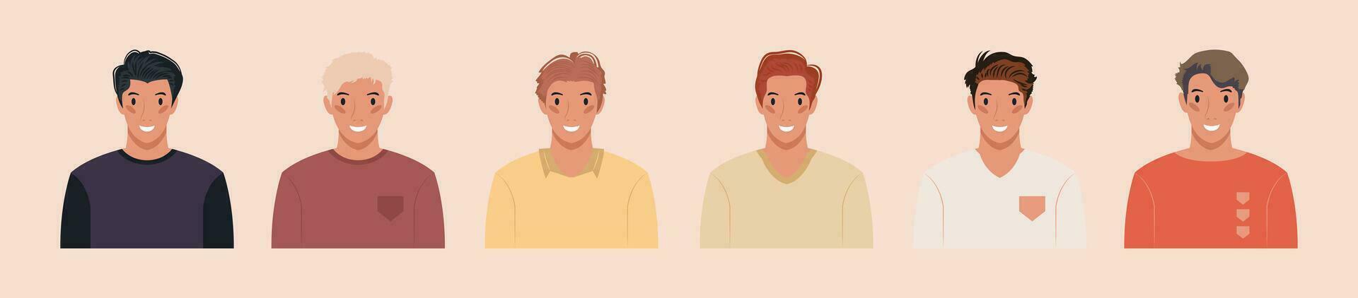 conjunto de diferente personas retratos de diverso grande negocio equipo vector plano ilustraciones. colección de avatares de gente, hombres y mujer. grupo de contento sonriente compañeros de trabajo