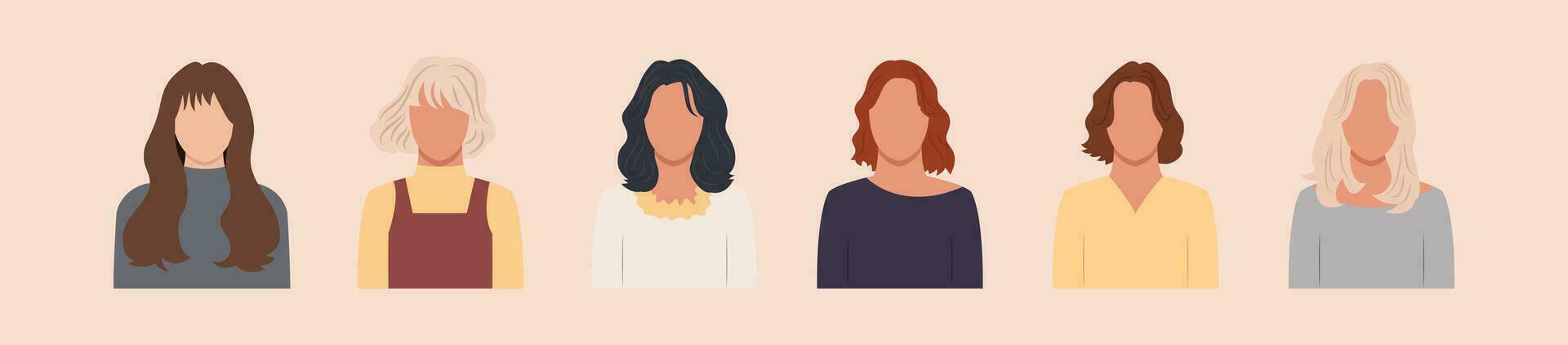 Set of different people portraits of diverse big business team vector flat illustrations. Collection of avatars of people, men and women. Group of happy smiling coworkers.