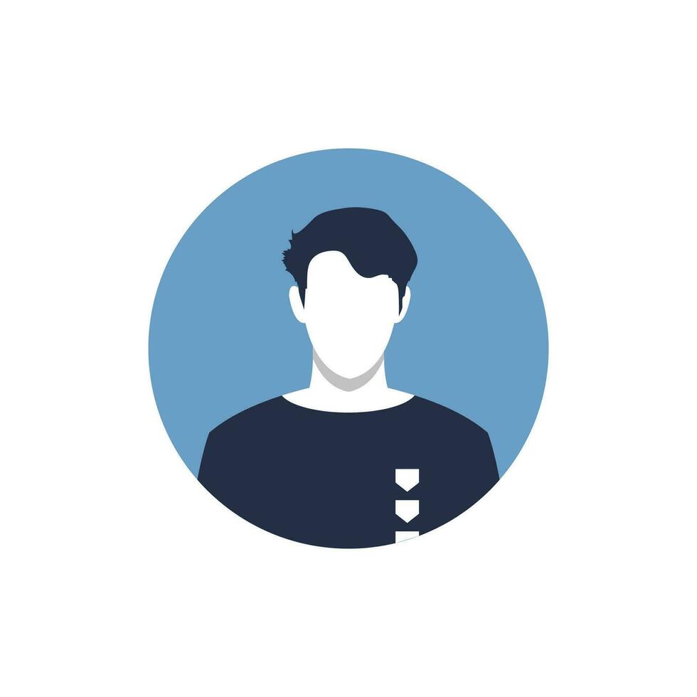 Round profile image of man avatar for social networks. Fashion, beauty, blue and black. Bright vector illustration in trendy style.