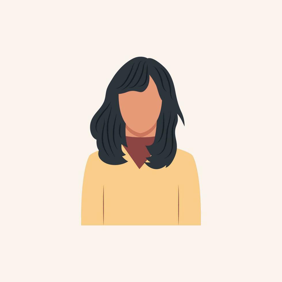 Profile image of woman avatar for social networks with half circle. Fashion vector. Bright vector illustration in trendy style.