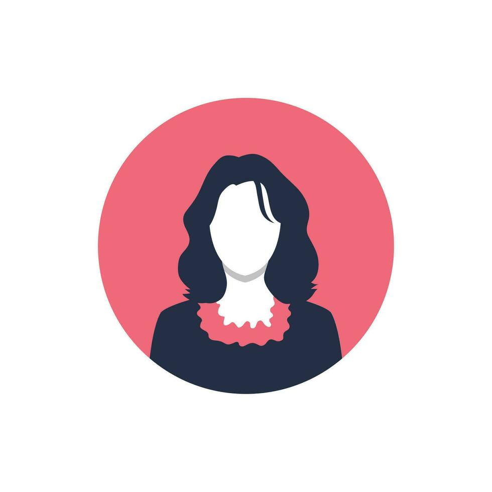 Profile image of woman avatar for social networks with half circle. Fashion vector. Bright vector illustration in trendy style.