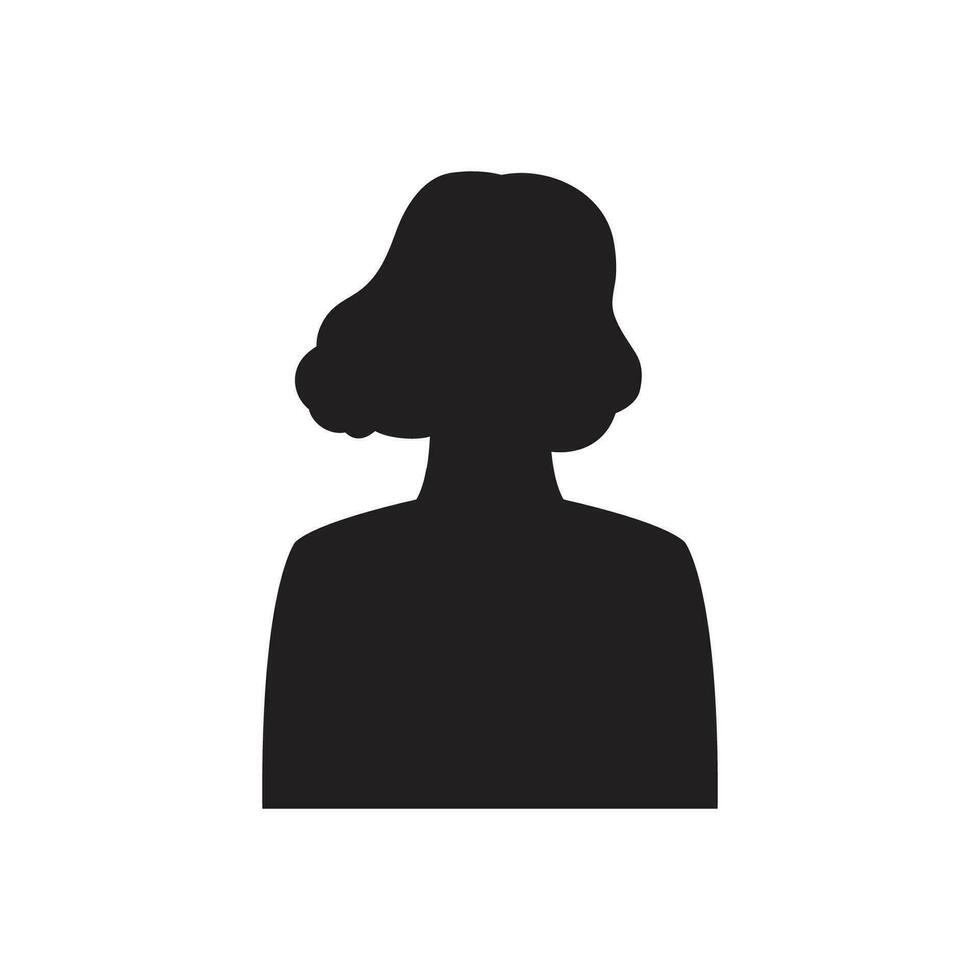 monocromo mujer avatar silueta. usuario icono vector en de moda plano diseño.