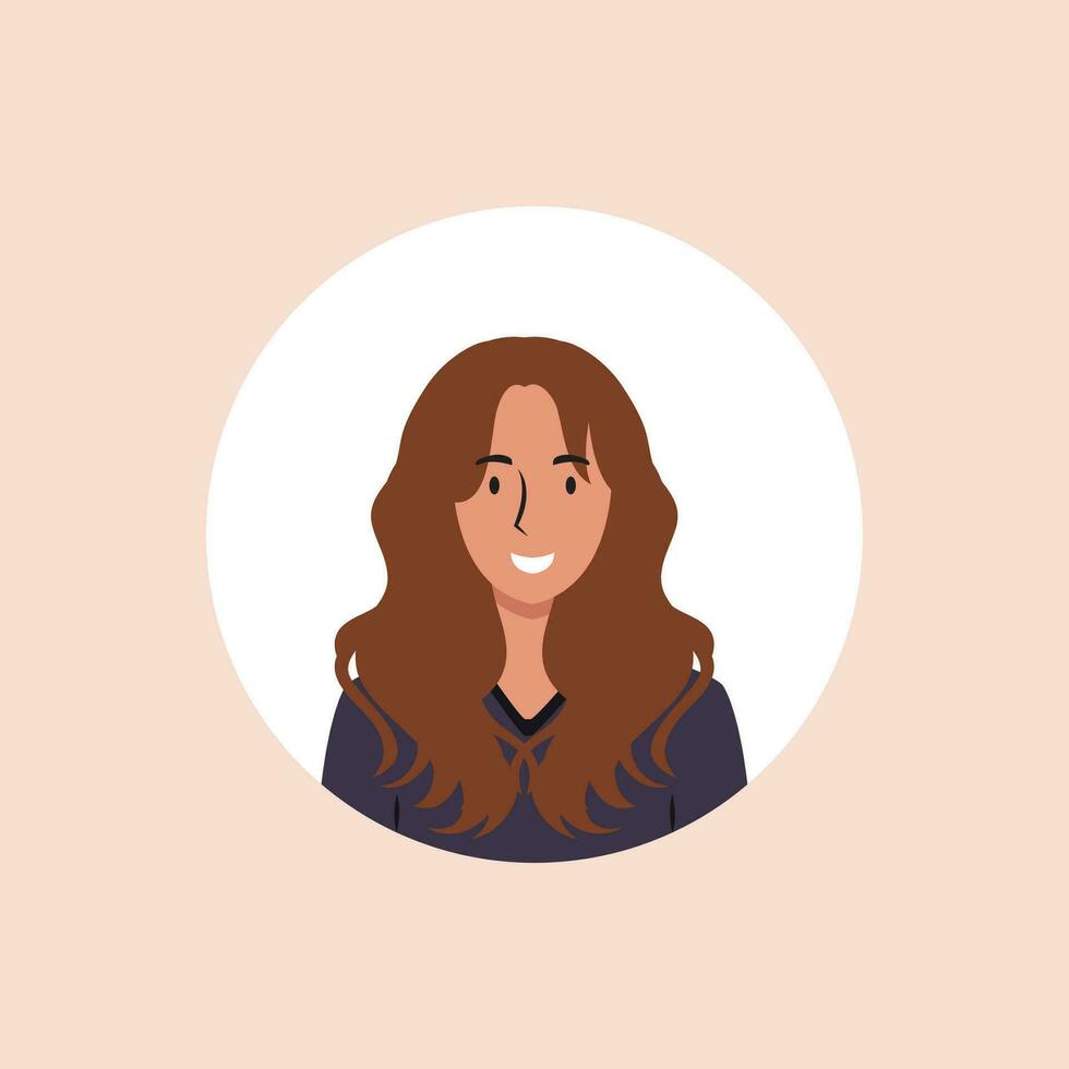 perfil imagen de mujer avatar para social redes con medio círculo. Moda vector. brillante vector ilustración en de moda estilo.