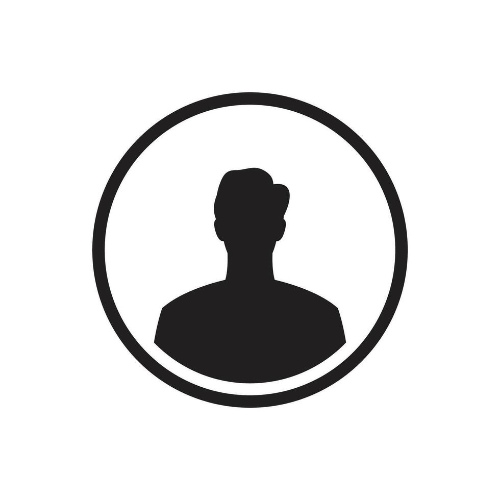 Monochrome man avatar silhouette with half circle. User icon vector in trendy flat design.