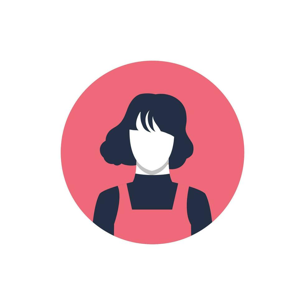Profile image of woman avatar for social networks with half circle. Fashion vector. Bright vector illustration in trendy style.