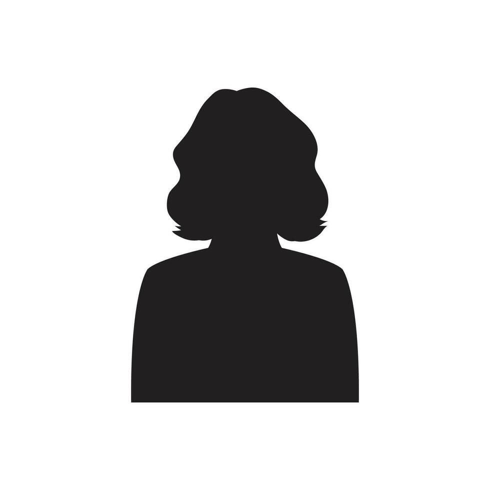 Monochrome woman avatar silhouette. User icon vector in trendy flat design.