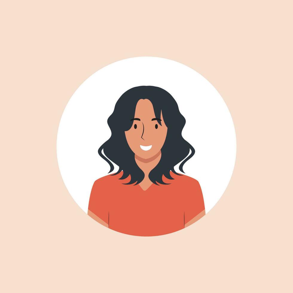 perfil imagen de mujer avatar para social redes con medio círculo. Moda vector. brillante vector ilustración en de moda estilo.