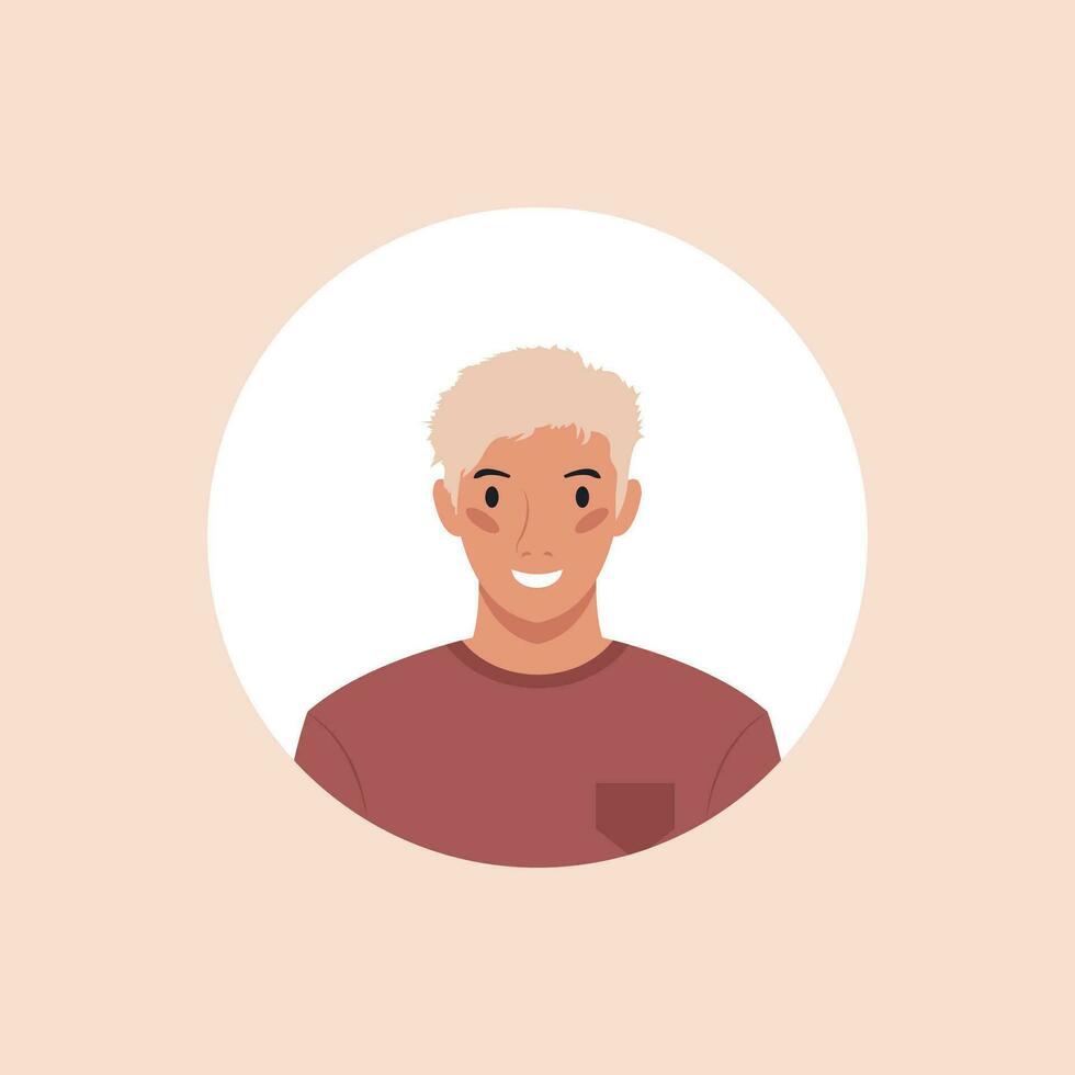 Profile image of man avatar for social networks with half circle. Fashion vector. Bright vector illustration in trendy style.