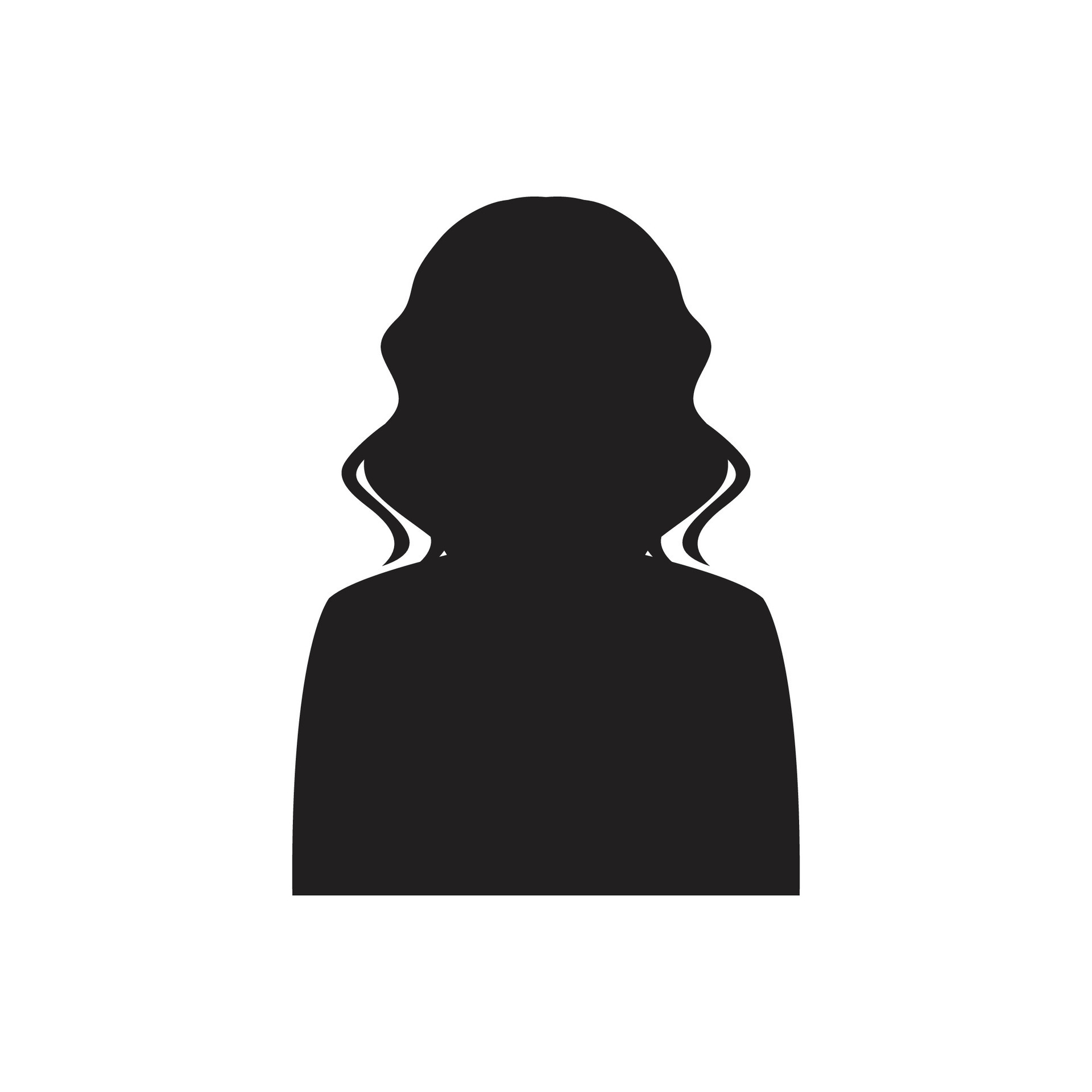 Monochrome woman avatar silhouette. User icon vector in trendy