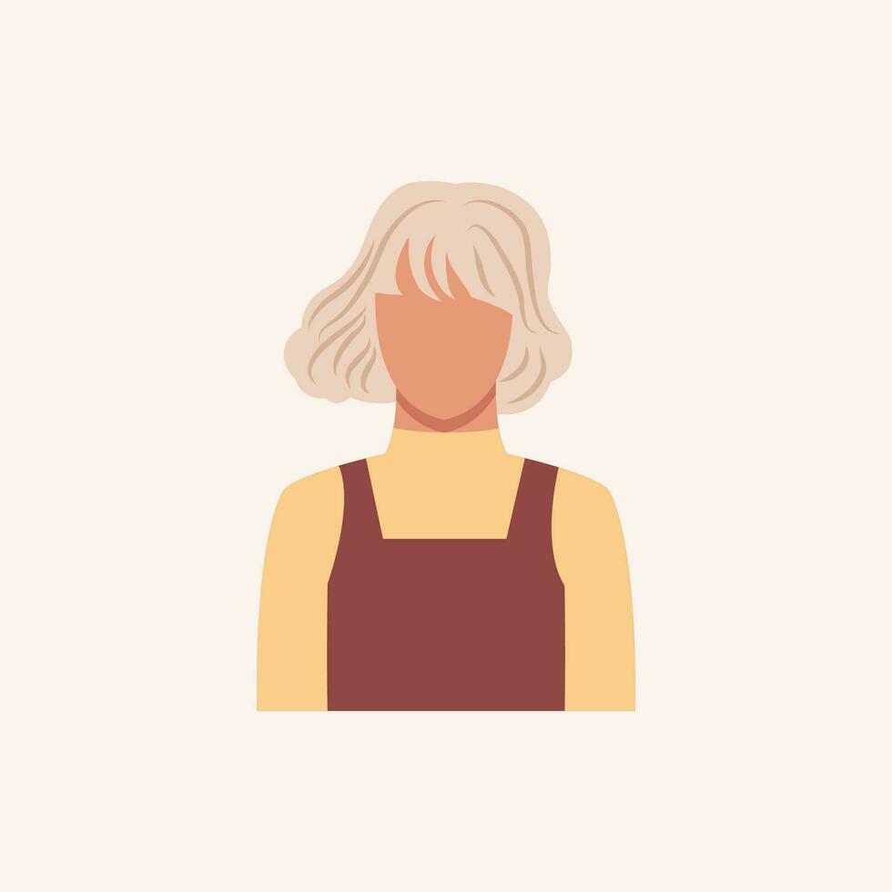 perfil imagen de mujer avatar para social redes con medio círculo. Moda vector. brillante vector ilustración en de moda estilo.