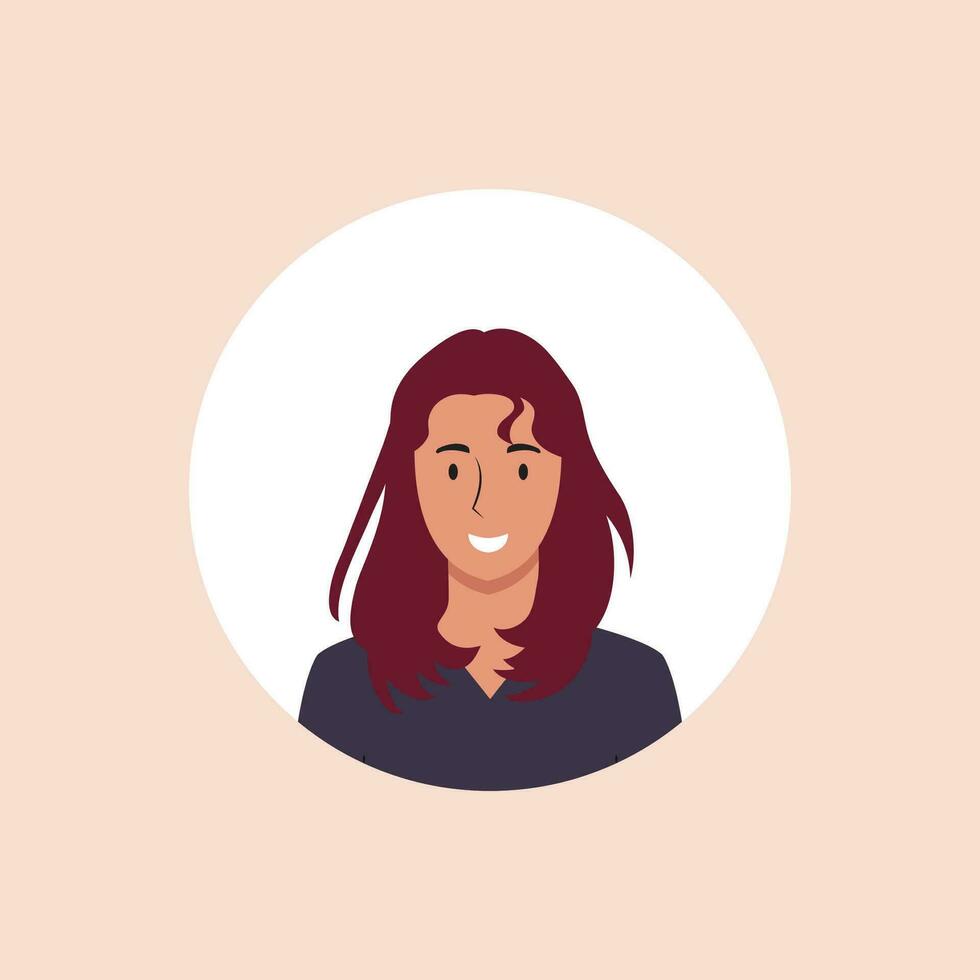 Profile image of woman avatar for social networks with half circle. Fashion vector. Bright vector illustration in trendy style.
