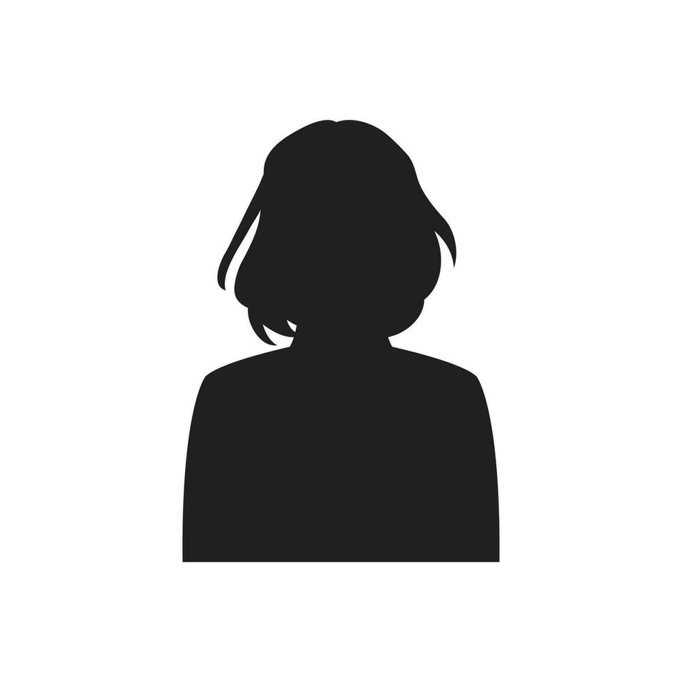 monocromo mujer avatar silueta. usuario icono vector en de moda plano diseño.