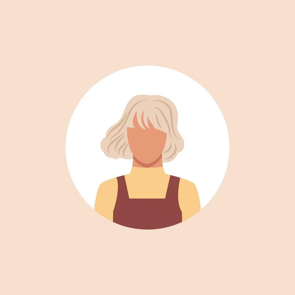 Monochrome woman avatar silhouette. User icon vector in trendy flat design.