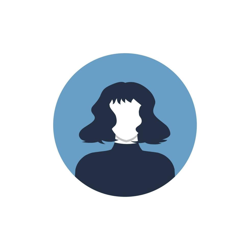 redondo perfil imagen de mujer avatar para social redes moda, belleza, azul y negro. brillante vector ilustración en de moda estilo.