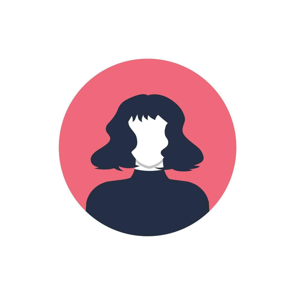 Profile image of woman avatar for social networks with half circle. Fashion vector. Bright vector illustration in trendy style.