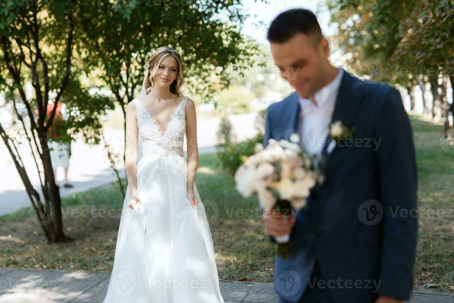 the first meeting of the bride and groom photo