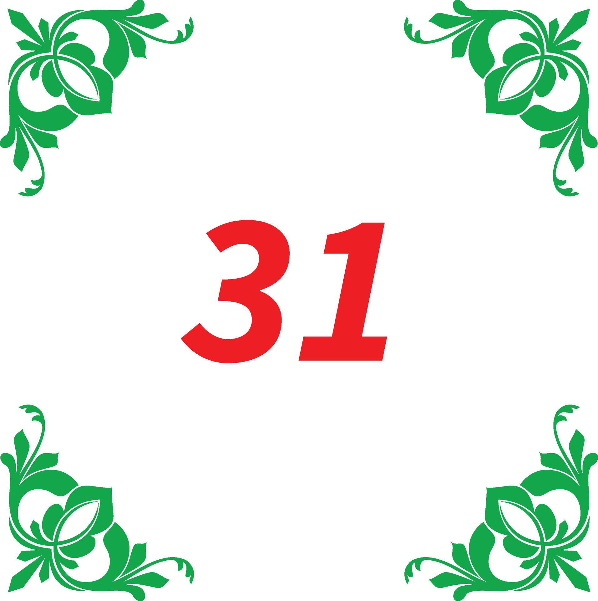 Flower Design and Number 31 25869871 Vector Art at Vecteezy