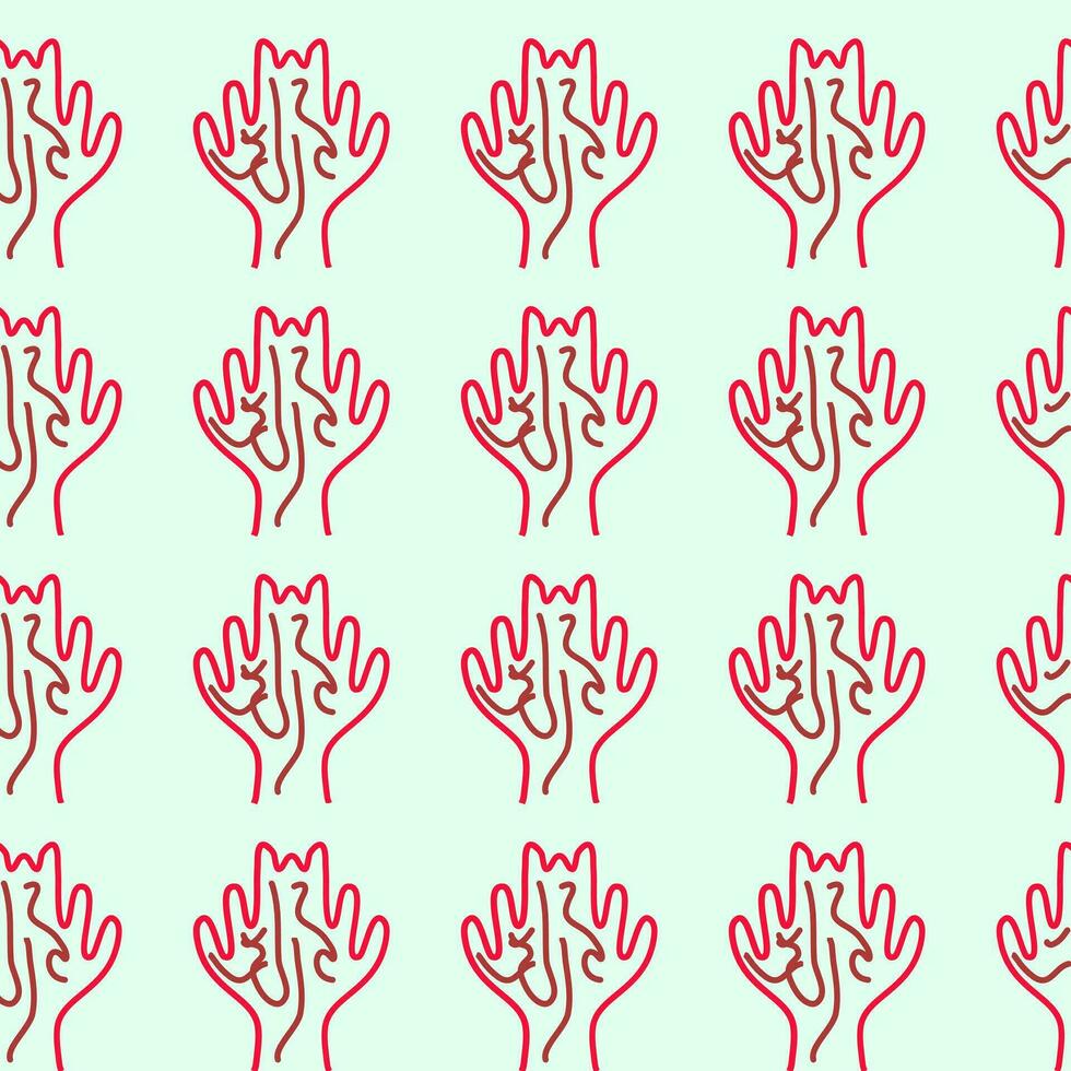 hand print with hearts vector