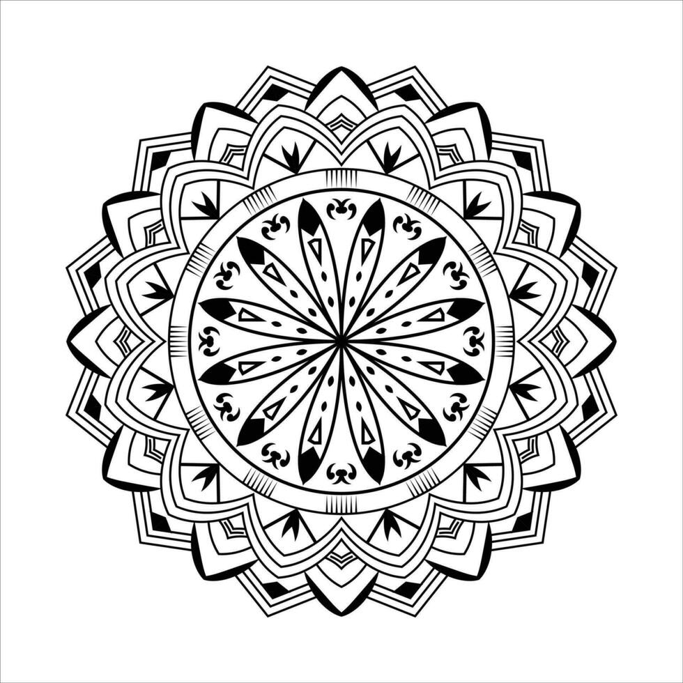 Abstract black white mandala background pattern design with Islamic art mandala vector