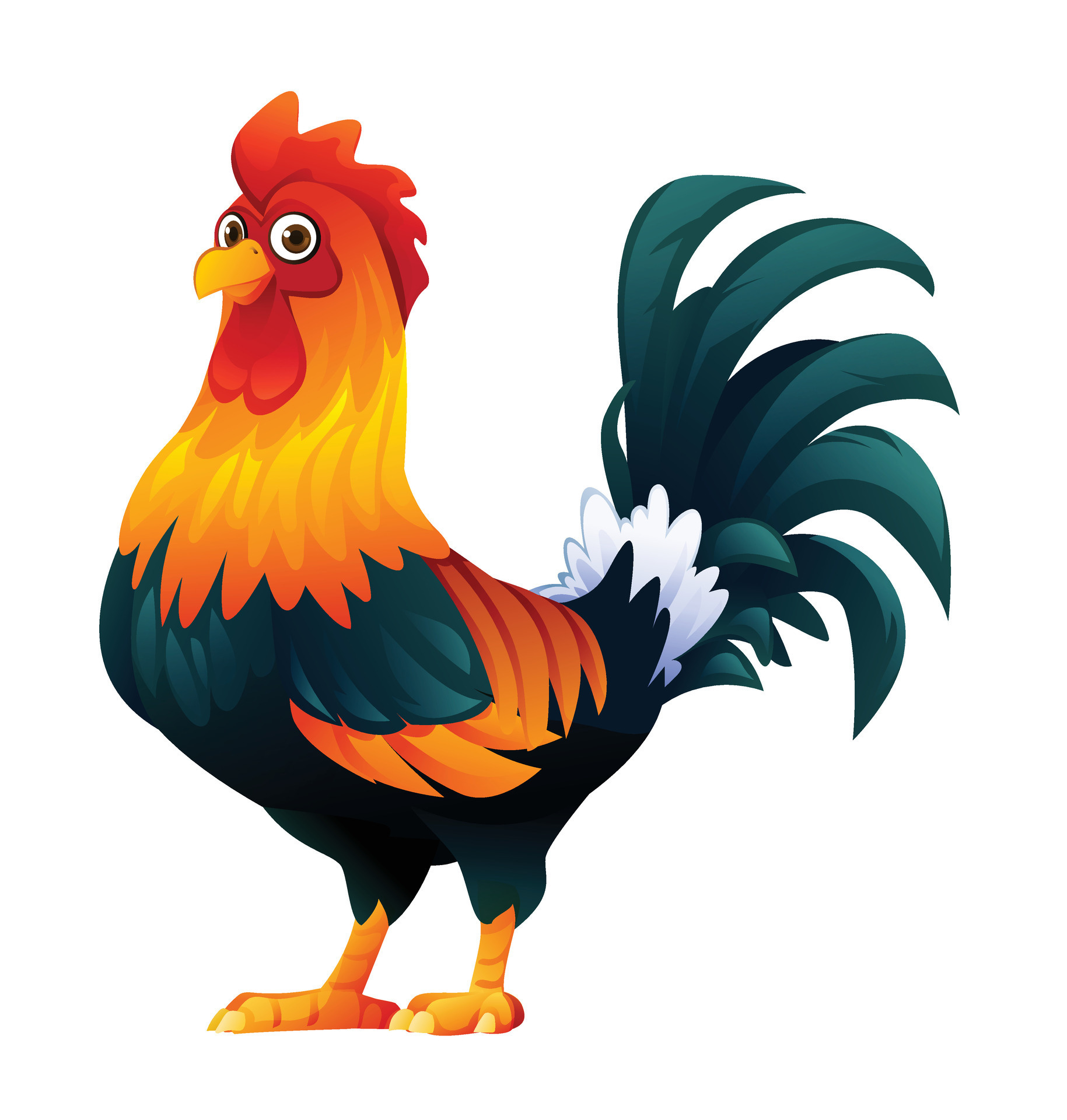 Cute rooster cartoon illustration isolated on white background