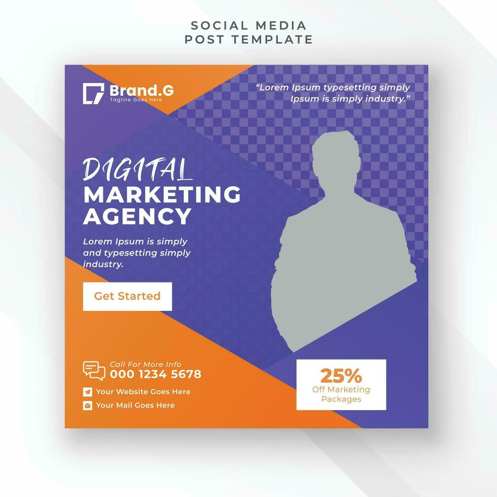Modern digital marketing agency unique organic and geometric instagram square flyer social media post template vector