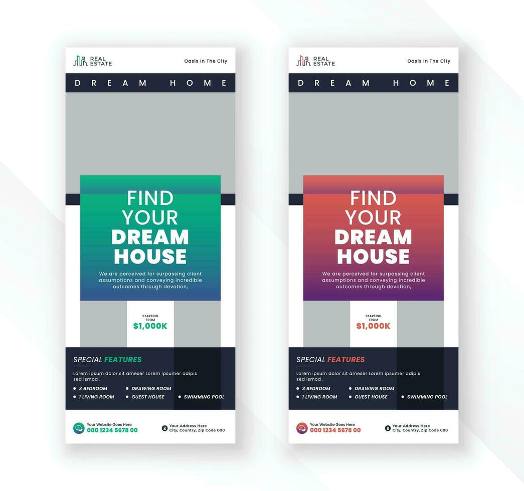 Creative geometric shape real estate business agency roll up standee banner vector