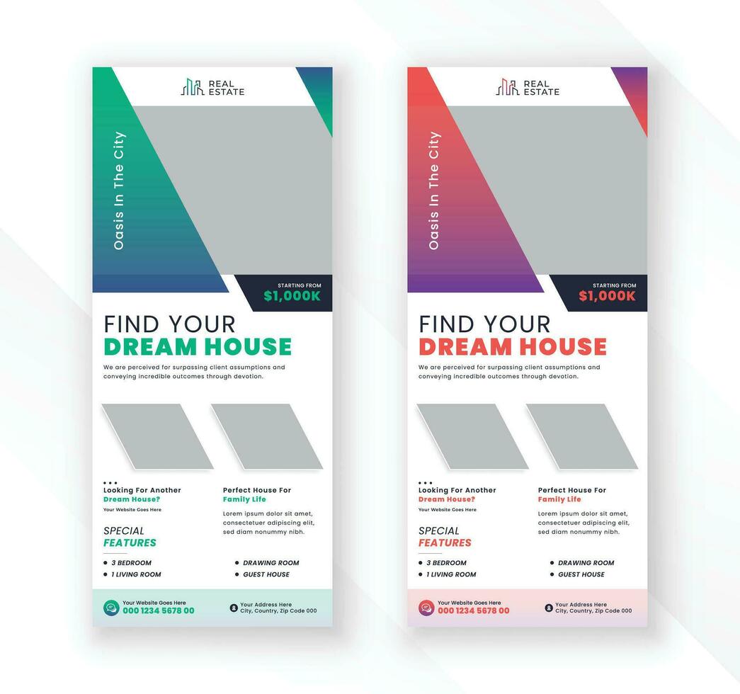 Creative geometric shape real estate business agency roll up standee banner vector