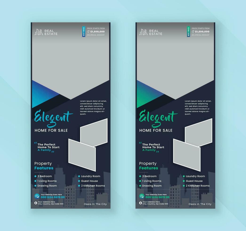 Modern colorful real estate home sell industrial display exhibition roll up standee banner vector