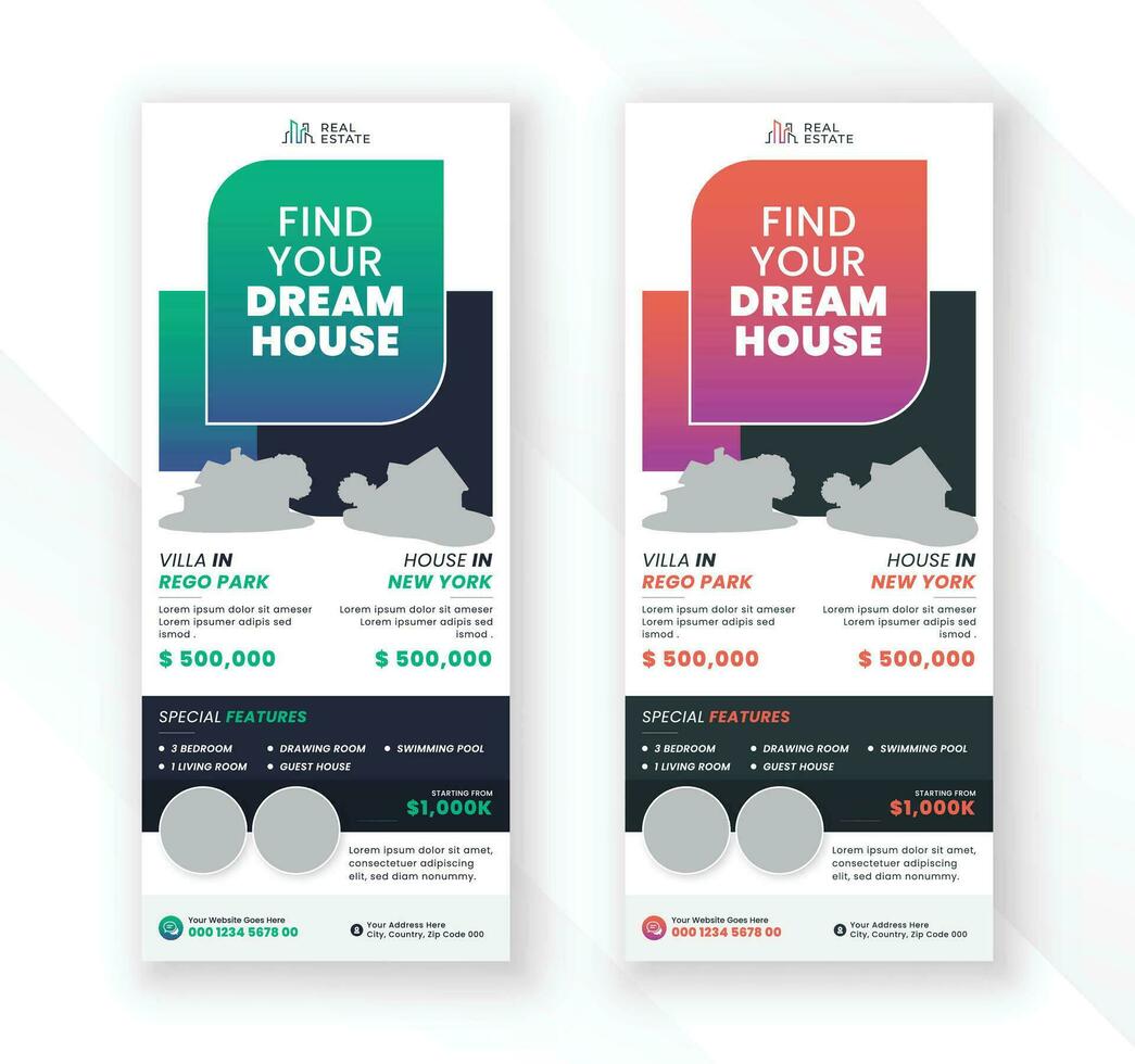 Modern house sell real estate and industrial roll up standee display banner vector